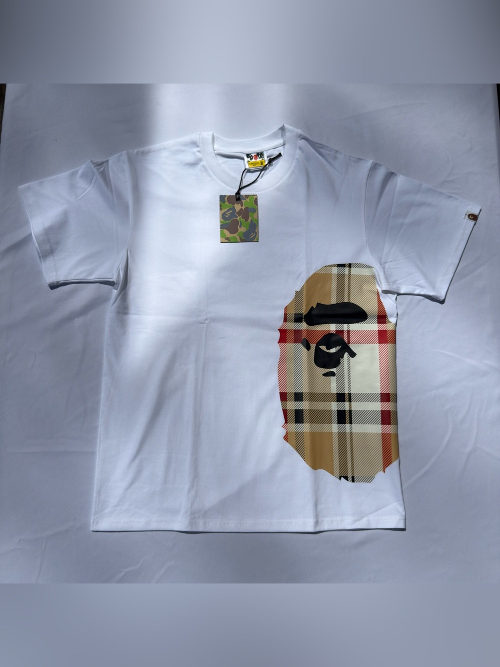 Bape “A Bathing Ape” Plaid Side Ape Graphic Logo Tee